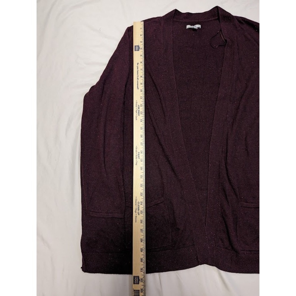 Croft & Barrow Open Front Longline Cardigan Sweater Burgundy Purple Speckled 2X